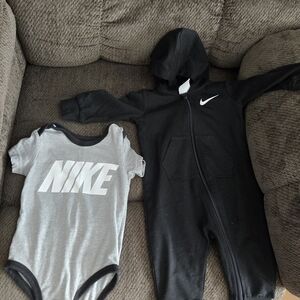 Nike Kids Bodysuit and Hooded Romper - Black and Gray